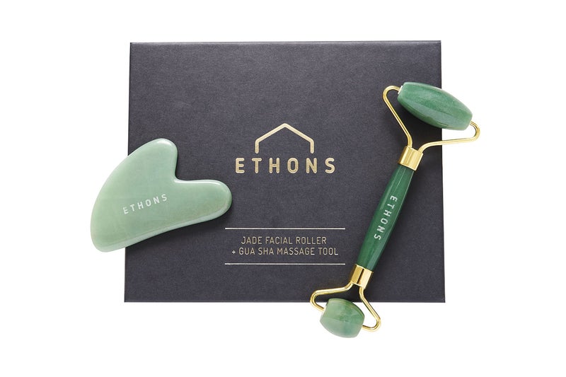 ETHONS Jade Roller & Gua Sha 2 in 1 For Face - Premium Construction Face Massager - Skin Tightening De-Puff Face Scraper - Anti Aging - Relieves Headache & TMJ [Gift-Ready Packaging] - Image 1